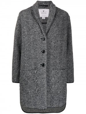Однобортное пальто с узором в елочку Woolrich. Цвет: черный