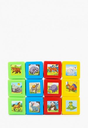Игрушка Рыжий Кот Кубики выдувные с картинками. 12 шт. Животные. Цвет: разноцветный