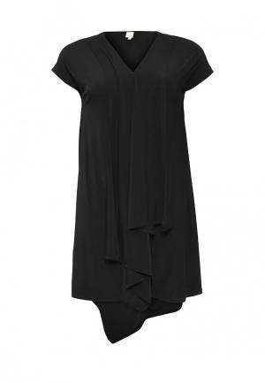 Платье LOST INK CURVE SWING DRESS WITH DRAPE FRONT. Цвет: черный