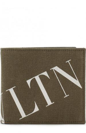 Хлопковое портмоне Garavani с отделениями для кредитных карт Valentino. Цвет: хаки