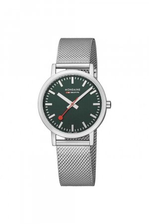 Классические аналоговые часы из нержавеющей стали - A660.30314.60Sbj, зеленый Mondaine