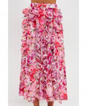 Женская макси-юбка с рюшами и цветочным принтом endless rose