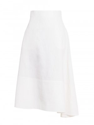Асимметричная юбка миди из льна с покрытием , белый Jil Sander