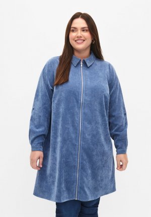 Платье-блузка MIT REISSVERSCHLUSS , цвет moonlight blue Zizzi