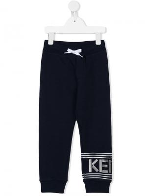 Спортивные брюки с талией на шнурке и принтом логотипа Kenzo Kids. Цвет: синий