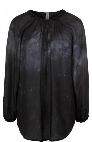 Шелковая блуза свободного кроя с круглым вырезом Raquel Allegra. Цвет: темно-синий