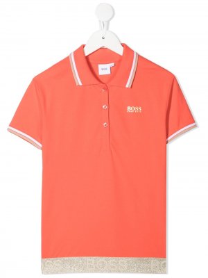 Рубашка поло с логотипом BOSS Kidswear. Цвет: оранжевый