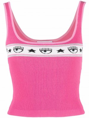 Intarsia-knit sleeveless top Chiara Ferragni. Цвет: розовый