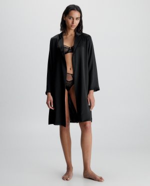 Женский шелковый халат , черный Calvin Klein