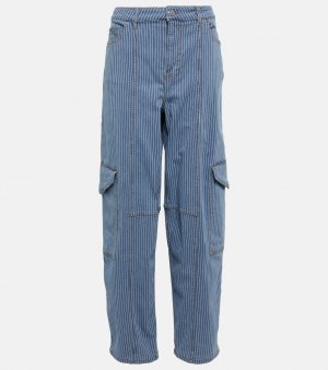 Широкие джинсы с высокой посадкой в полоску , синий GANNI