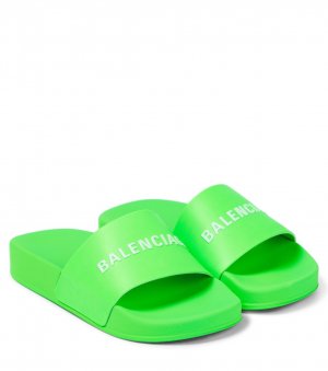 Резиновые шлепанцы с логотипом , зеленый Balenciaga Kids