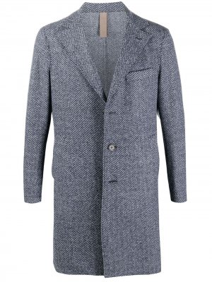 Однобортное пальто с узором зигзаг Eleventy. Цвет: синий