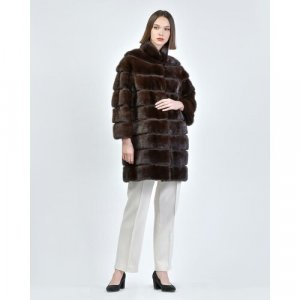 Пальто , норка, силуэт прямой, карманы, размер 42, коричневый Simonetta Ravizza. Цвет: коричневый