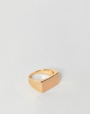 Золотистое кольцо-печатка Weekday. Цвет: золотой