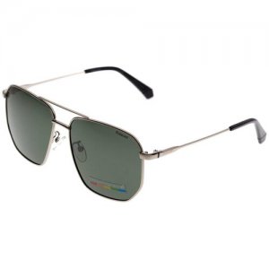 Солнцезащитные очки PLD 4141/G/S/X, серебряный, зеленый Polaroid. Цвет: серебристый