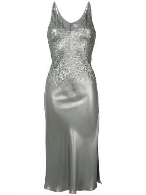 Платье-миди с V-образным вырезом Narciso Rodriguez. Цвет: металлический