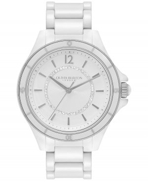 Женские спортивные роскошные керамические часы-браслет 36 мм , белый Olivia Burton