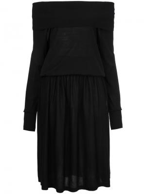 Трикотажное платье с открытыми плечами Ms Min. Цвет: чёрный