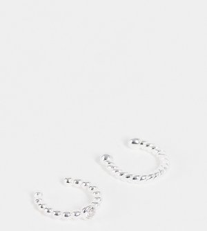 Набор из 2 каффов стерлингового серебра с витым дизайном и стразами -Серебряный ASOS DESIGN