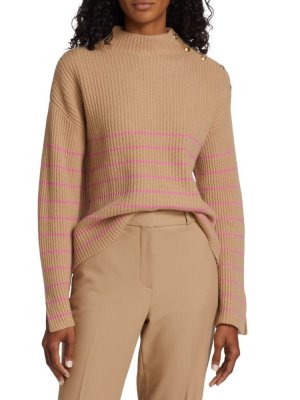 Полосатый свитер с воротником-стойкой , цвет Hazel Tahari
