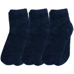 Комплект из 3 пар детских махровых носков (Орудьевский трикотаж) темно-синие, размер 18-20 RuSocks. Цвет: синий