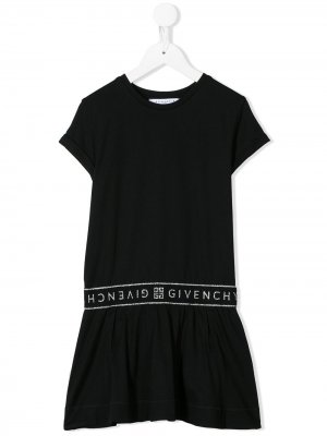 Трикотажное платье с логотипом Givenchy Kids. Цвет: черный