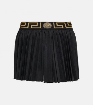 Плиссированная мини-юбка Greca VERSACE, черный Versace
