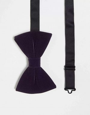 Темно-фиолетовый бархатный галстук-бабочка ASOS