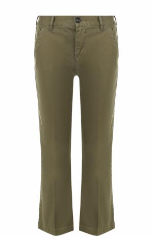 Укороченные расклешенные брюки Frame Denim. Цвет: оливковый