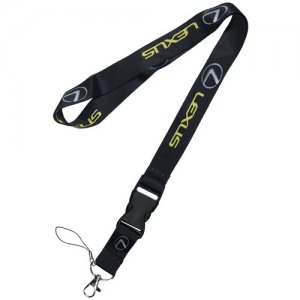 Тканевый шнурок на шею для ключей Lexus / Тканевая лента Ланьярд с карабином Лексус Mashinokom. Цвет: черный