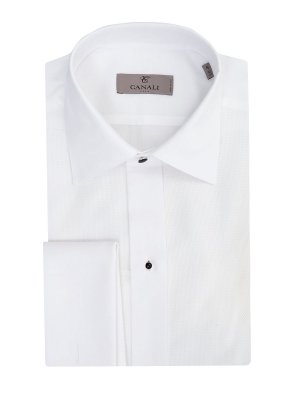 Классическая рубашка под запонки с фактурным узором в тон CANALI. Цвет: белый