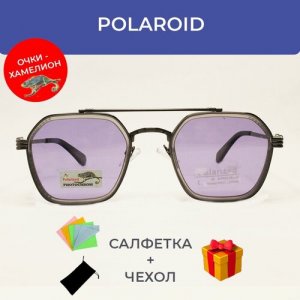 Солнцезащитные очки , авиаторы, оправа: металл, фотохромные, серый Polar Eagle. Цвет: серый
