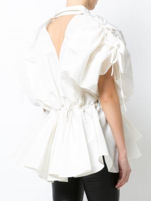 Объемная блузка с V-образным вырезом Leal Daccarett. Цвет: белый