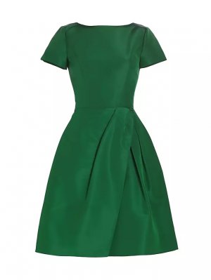 Шелковое платье из фай и вырезом «бато» Chalet , цвет racing green Carolina Herrera
