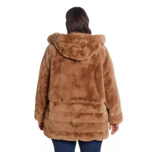 Куртка из искусственного меха с капюшоном Plus Size , коричневый Gallery. Цвет: коричневый